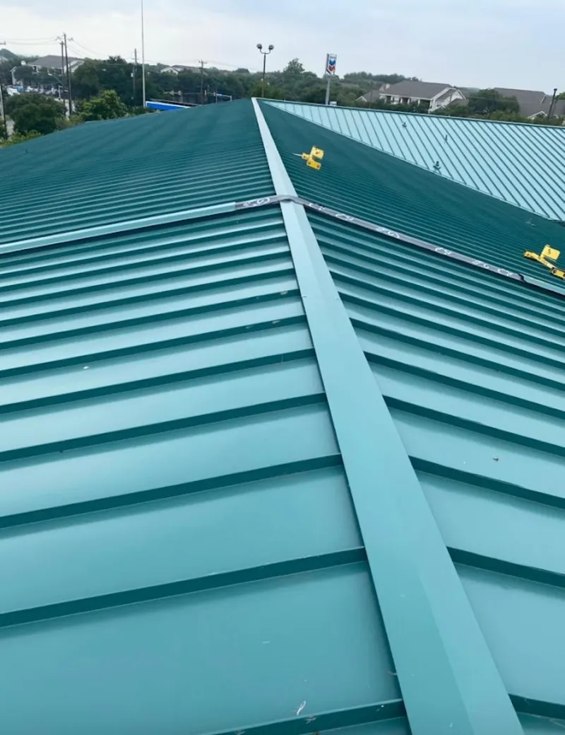 Green commercial metal roof ridge and valley for Metal Roof Repair in Wright City